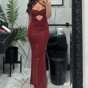 MESHKI burgundy dress